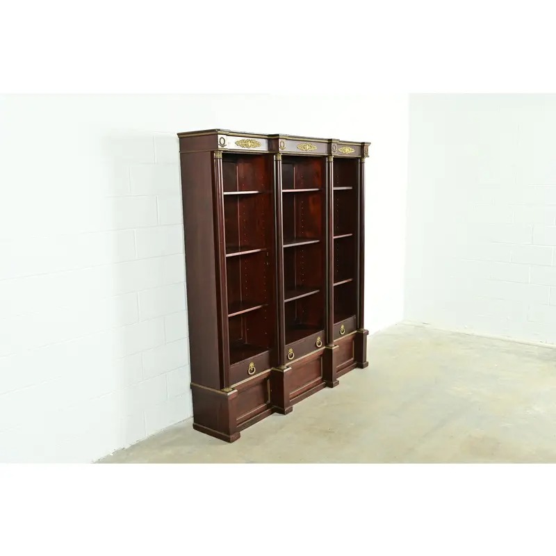 Jacob-Desmalter Style Antique French Empire Mahogany Bibliotheque Bookcase Cabinet With Mounted Gilt Bronze Ormolu, Circa 1880s - Image 4