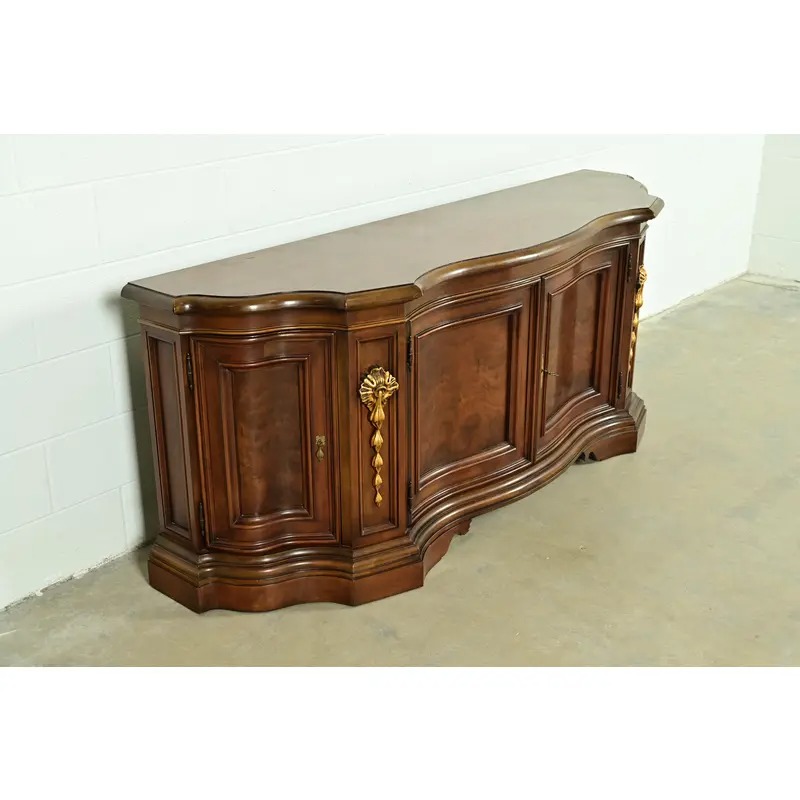 Karges French Regency Louis XVI Burled Walnut Sideboard or Bar Cabinet - Image 3