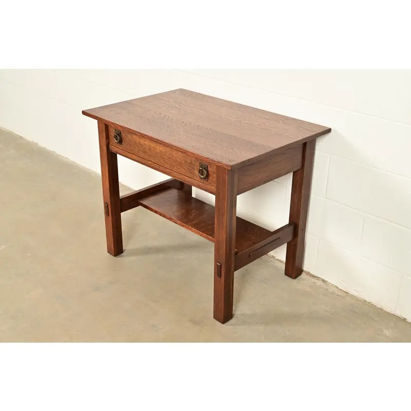 Lifetime Furniture Antique Mission Oak Arts & Crafts Desk or Library Table, Circa 1910 - Image 4