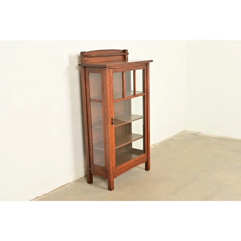 Limbert Antique Mission Oak Arts & Crafts Bookcase or China Cabinet, Circa 1910 - Image 4
