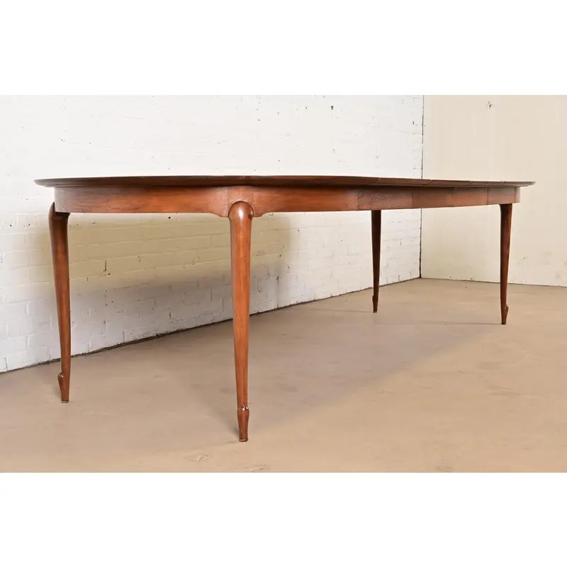 Mastercraft Mid-Century Hollywood Regency Cherry and Burl Wood Extension Dining Table, Newly Refinished - Image 4