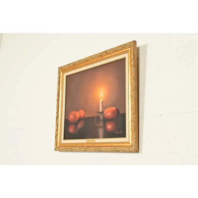 Original Artist Signed Garnelli Still Life Oil Painting on Canvas "Summer Eve Harvest" in Carved Giltwood Frame - Image 4