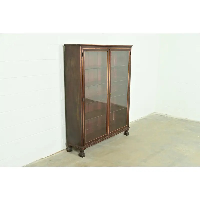 R. J. Horner Style American Empire Carved Mahogany Bookcase With Ball and Claw Feet, Circa 1890s - Image 4