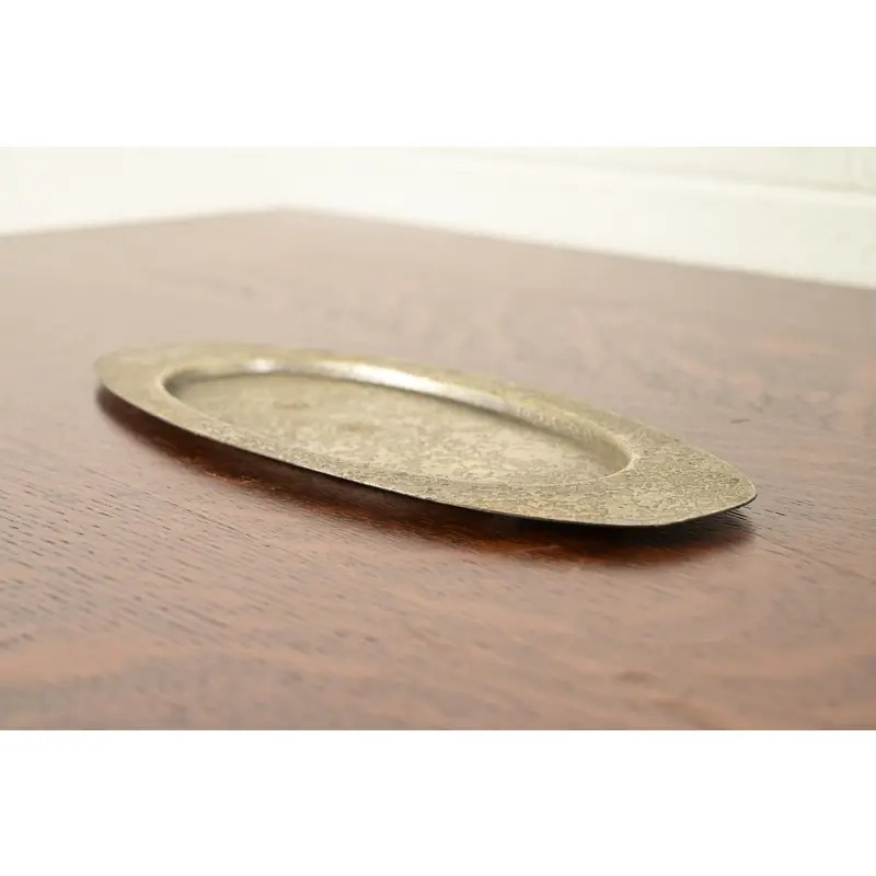 Roycroft Arts & Crafts Silver Finished Hammered Copper Tray, Circa 1920s - Image 4