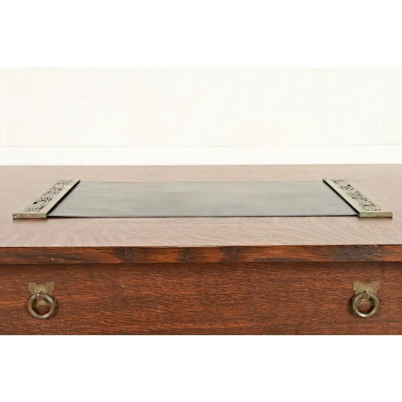 Tiffany Studios New York Grapevine Bronze Blotter Ends With Leather Desk Blotter - Image 4