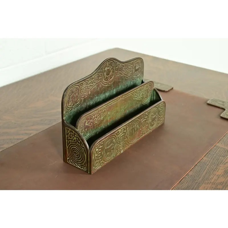Tiffany Studios New York Zodiac Pattern Bronze Letter Rack - Image 4