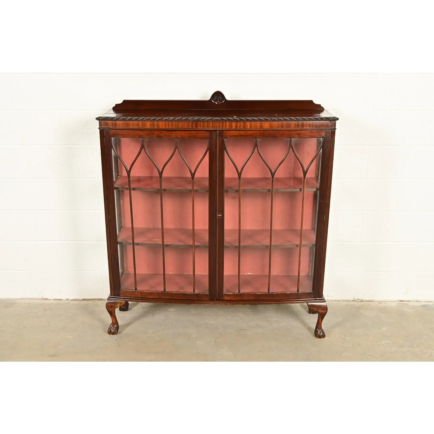 Berkey & Gay Style Antique Chippendale Carved Mahogany Bookcase Cabinet, Circa 1900 - Image 2