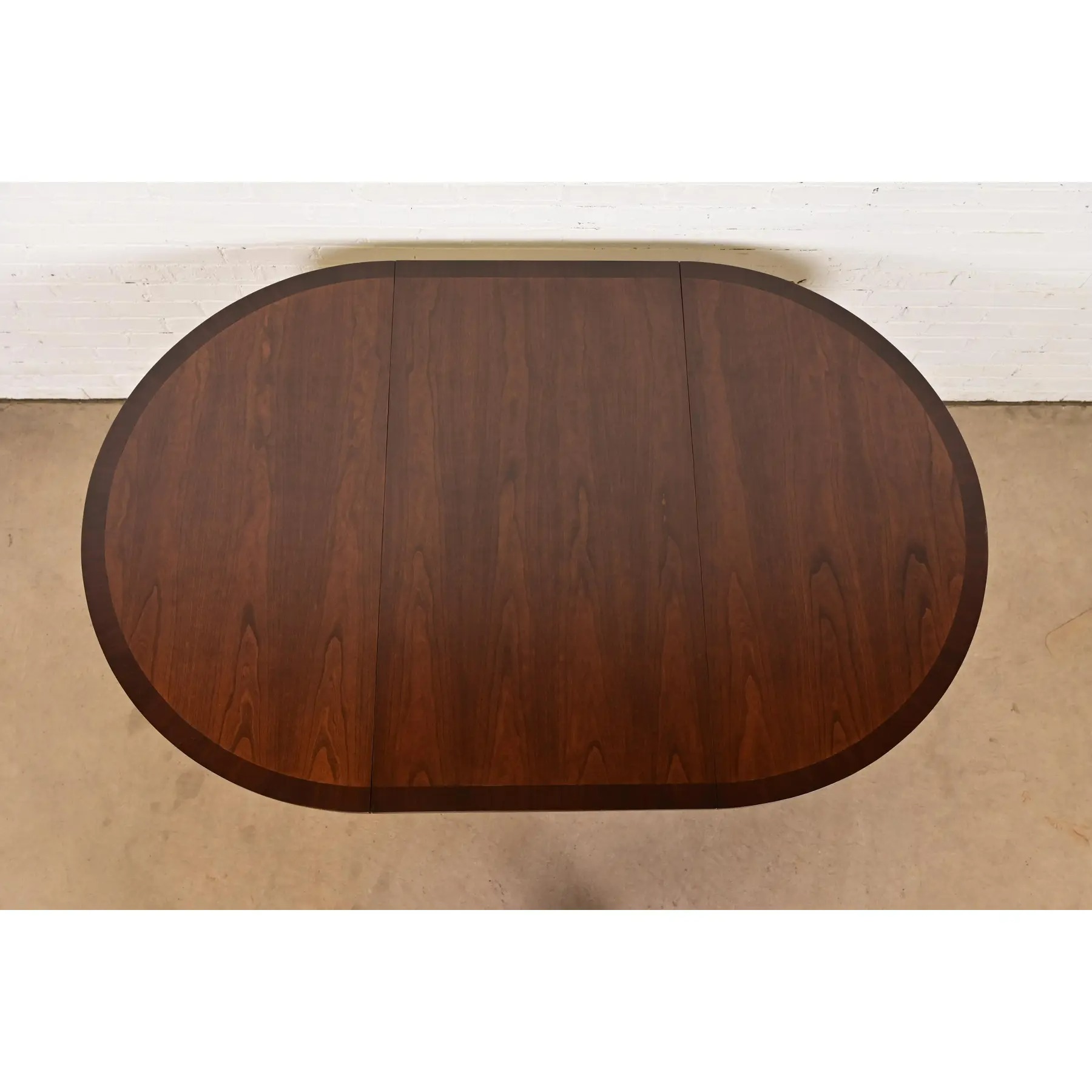 Baker Furniture Style Regency Banded Cherry Wood Pedestal Extension Dining Table, Newly Refinished - Image 6