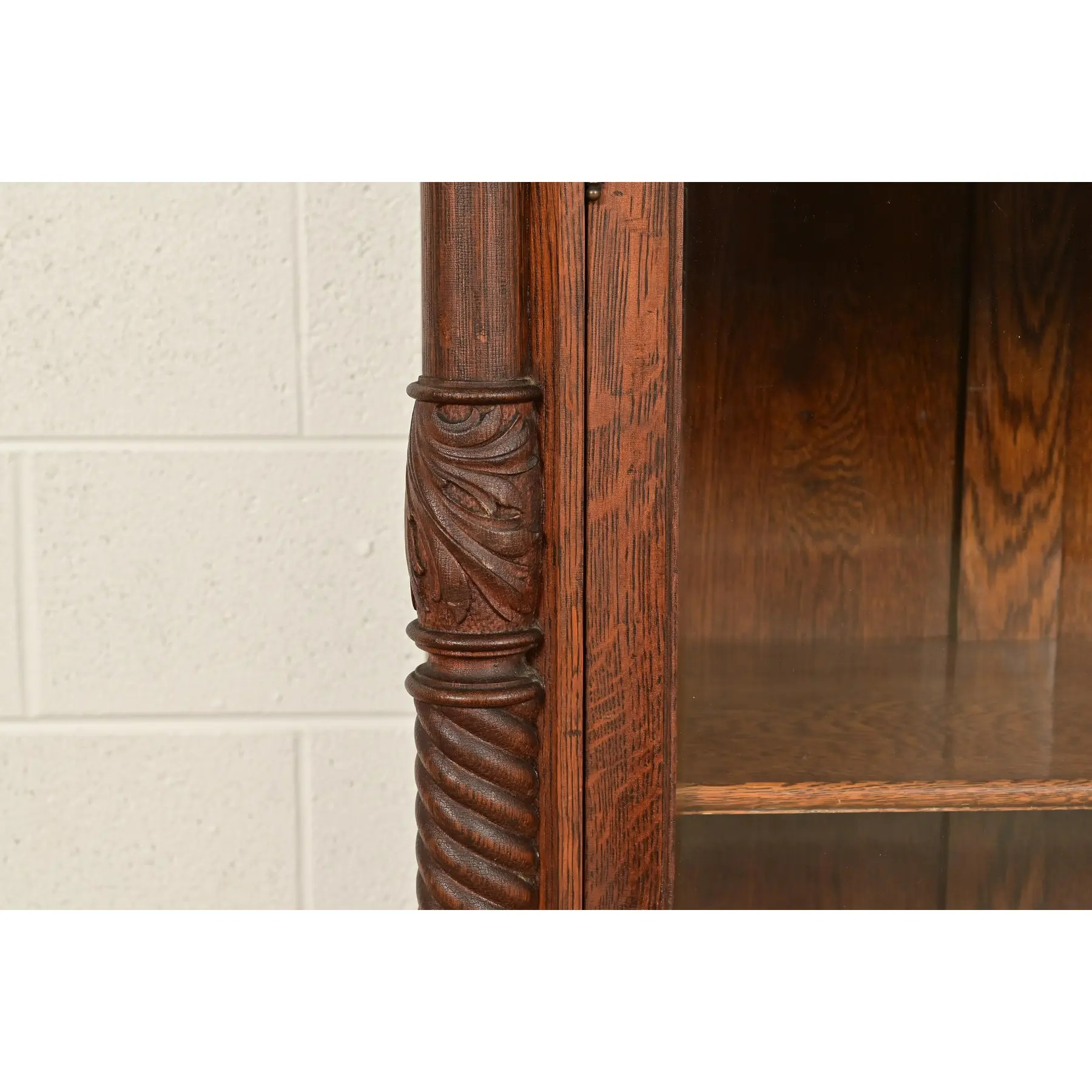 R. J. Horner Style Victorian Oak Double Bookcase With Carved Lion Heads and Paw Feet, Circa 1890s - Image 8