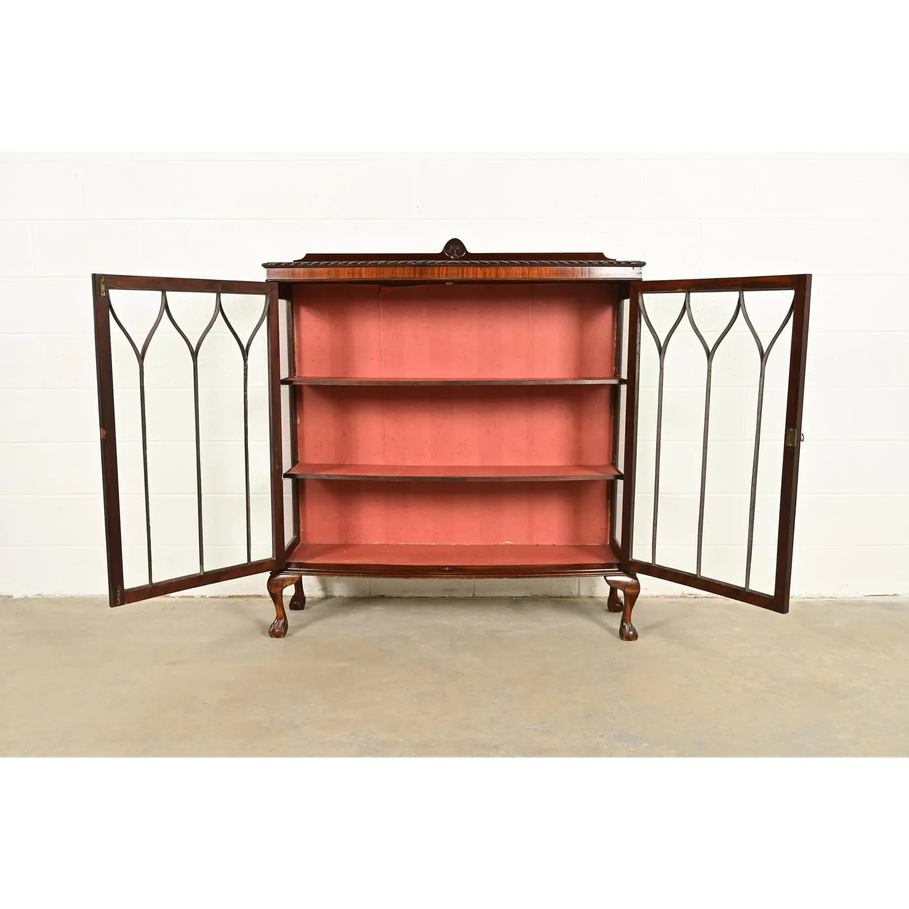 Berkey & Gay Style Antique Chippendale Carved Mahogany Bookcase Cabinet, Circa 1900 - Image 5