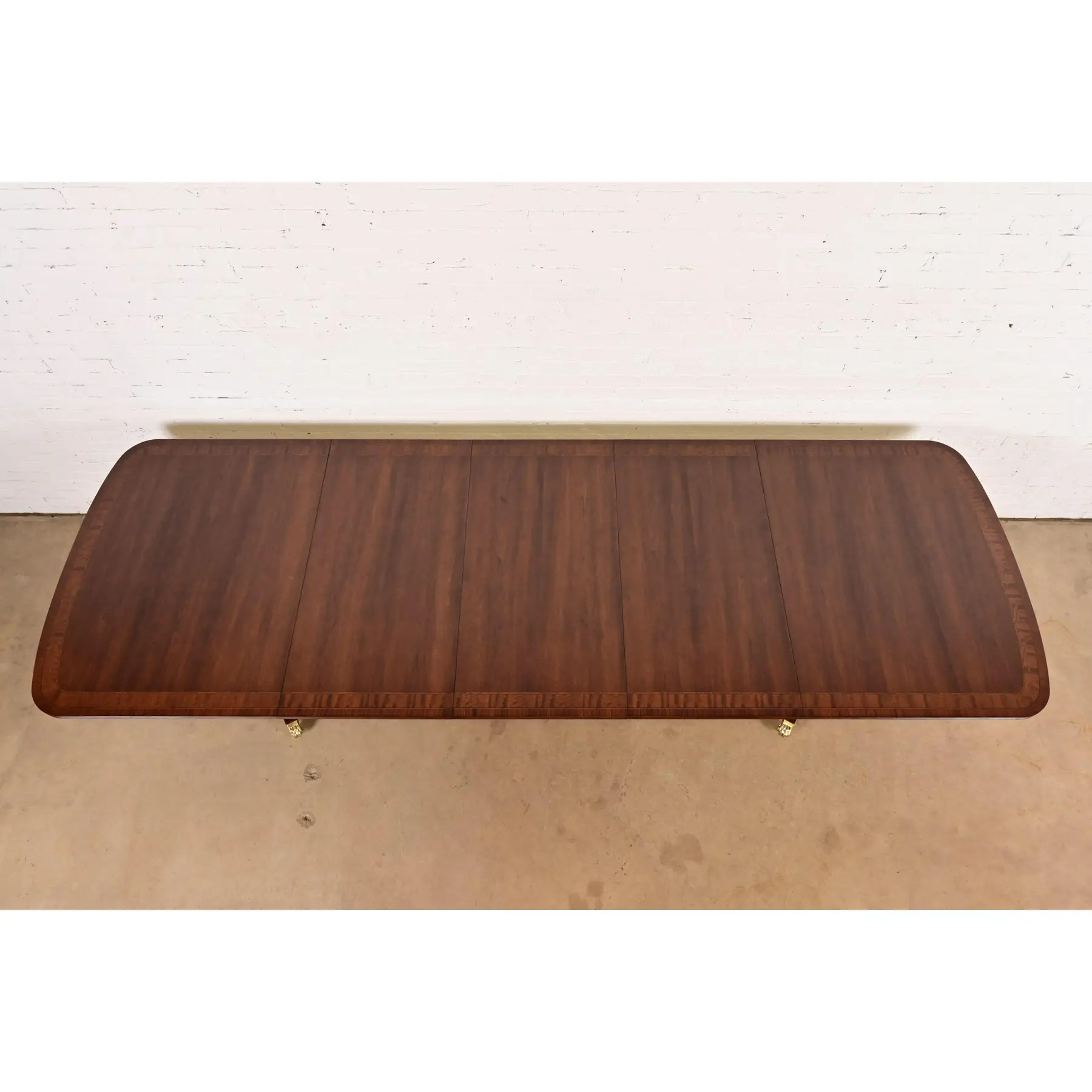 Henredon Georgian Banded Mahogany Double Pedestal Extension Dining Table, Newly Refinished - Image 5