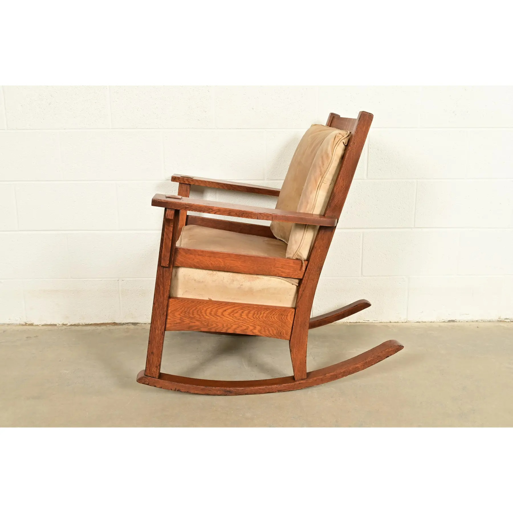 Stickley Brothers Style Antique Mission Oak Arts & Crafts Rocking Chair, Circa 1910 - Image 11
