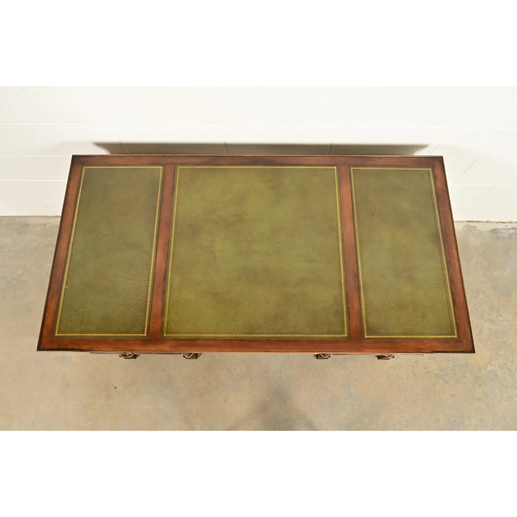 Hekman Furniture French Empire Burled Walnut Leather Top Desk, Circa 1960s - Image 10