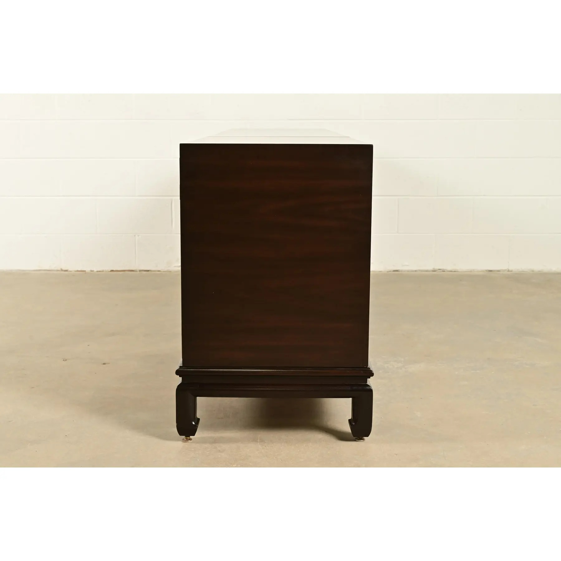 John Stuart for Mount Airy Hollywood Regency Chinoiserie Monumental Mahogany and Brass Sideboard Credenza, 1960s - Image 10