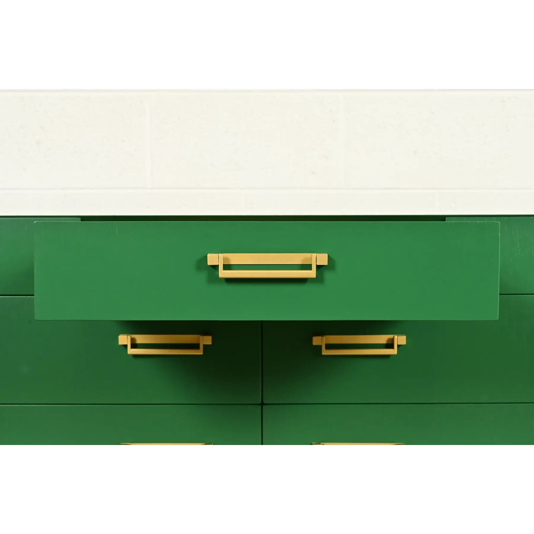 Michael Taylor for Baker Furniture Mid-Century Hollywood Regency Green Lacquered Campaign Dresser, Newly Refinished - Image 7
