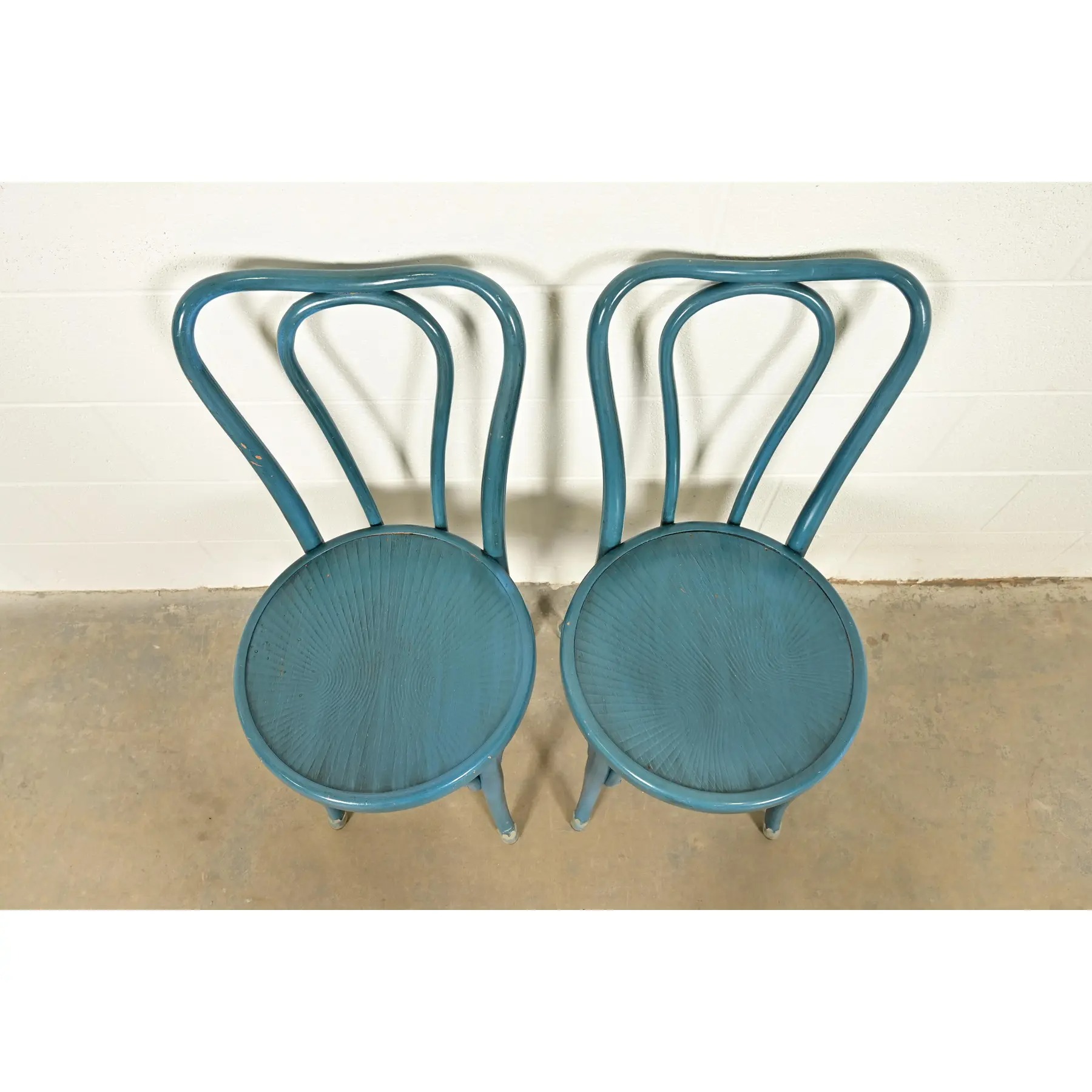Jacob & Josef Kohn Antique Austrian Teal Lacquered Bentwood Bistro Chairs or Dining Chairs, Pair - Image 5