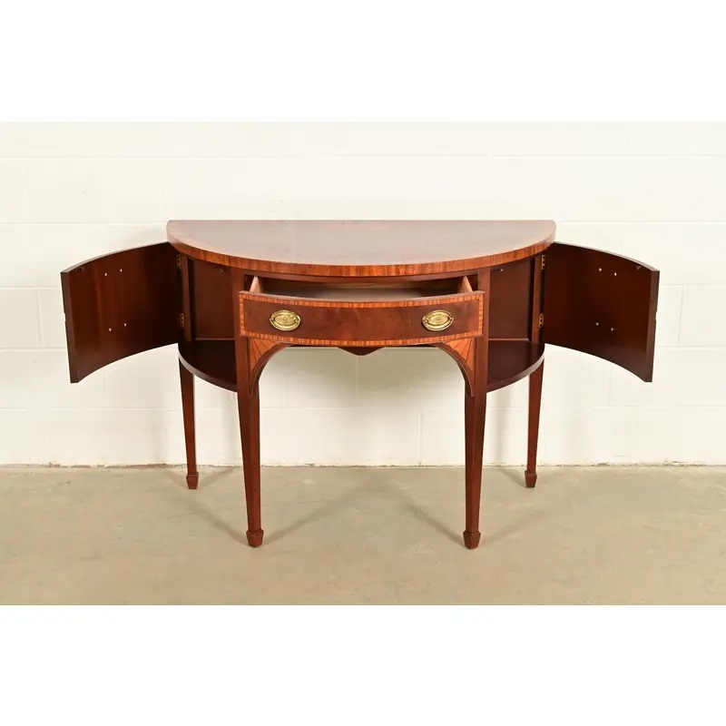 Baker Furniture Federal Inlaid Mahogany Demilune Sideboard Credenza - Image 5