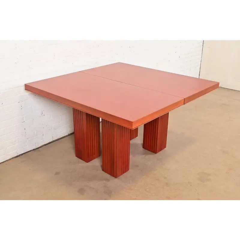 Baker Furniture Modern Art Deco Parquet Top Extension Dining Table, Newly Refinished - Image 5