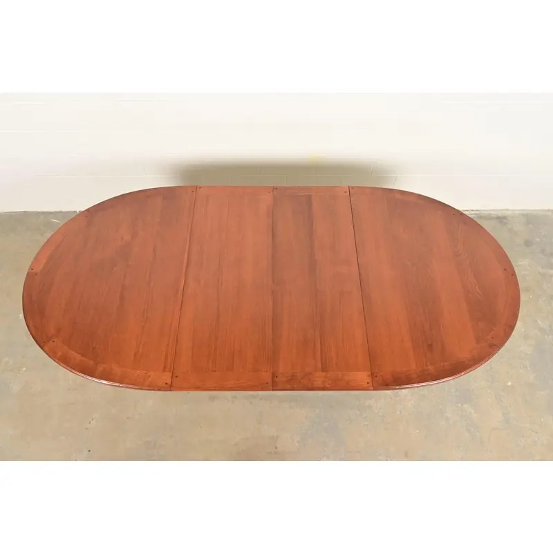 Baker Furniture Style French Regency Louis XVI Carved Walnut Extension Dining Table, Newly Refinished - Image 5