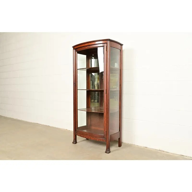 Berkey & Gay Antique Victorian Carved Oak Bookcase or Display Cabinet, Circa 1890s - Image 5