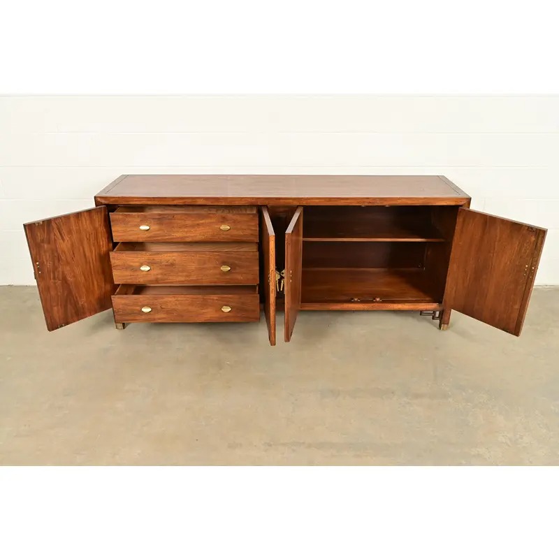 Century Furniture Hollywood Regency Chinoiserie Carved Walnut Sideboard Credenza, Circa 1970s - Image 5