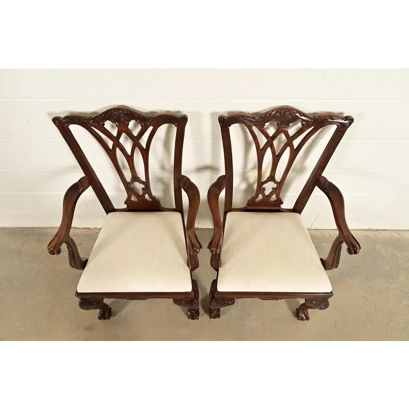 Drexel Heritage Chippendale Carved Mahogany Armchairs, Pair - Image 5