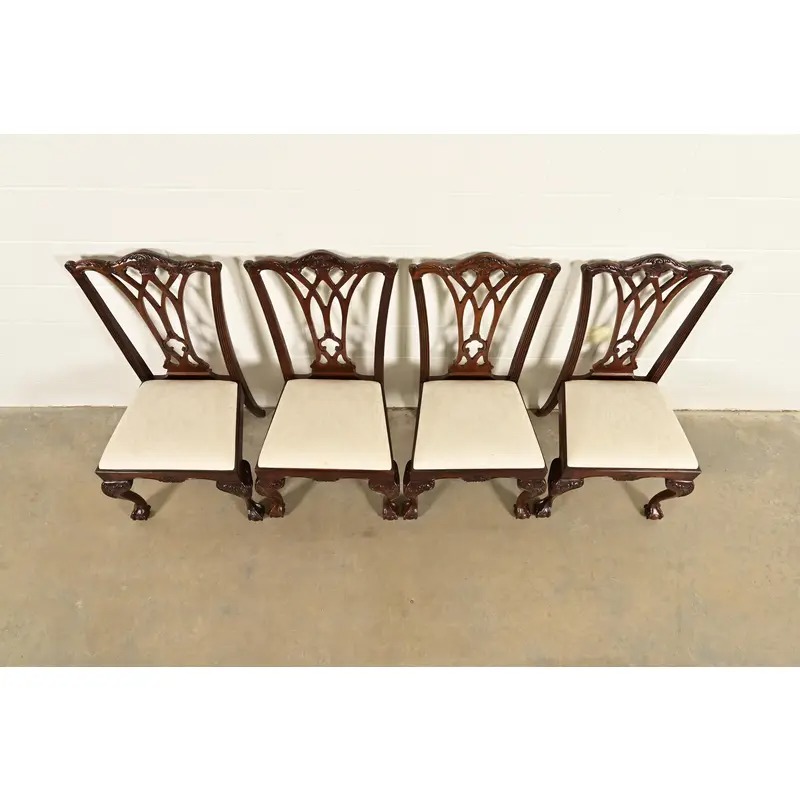 Drexel Heritage Chippendale Carved Mahogany Dining Chairs, Set of Four - Image 5