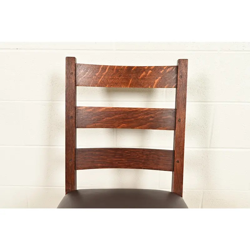 Gustav Stickley Antique Mission Oak Arts & Crafts Ladder Back Rocking Chair, Circa 1910 - Image 5