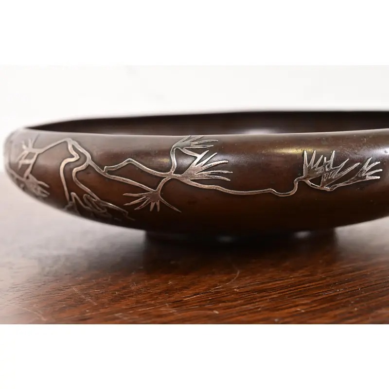 Heintz Arts & Crafts Sterling Silver on Bronze Footed Bowl - Image 5