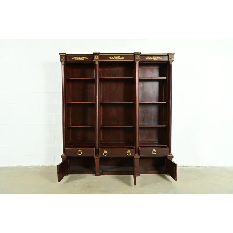 Jacob-Desmalter Style Antique French Empire Mahogany Bibliotheque Bookcase Cabinet With Mounted Gilt Bronze Ormolu, Circa 1880s - Image 5