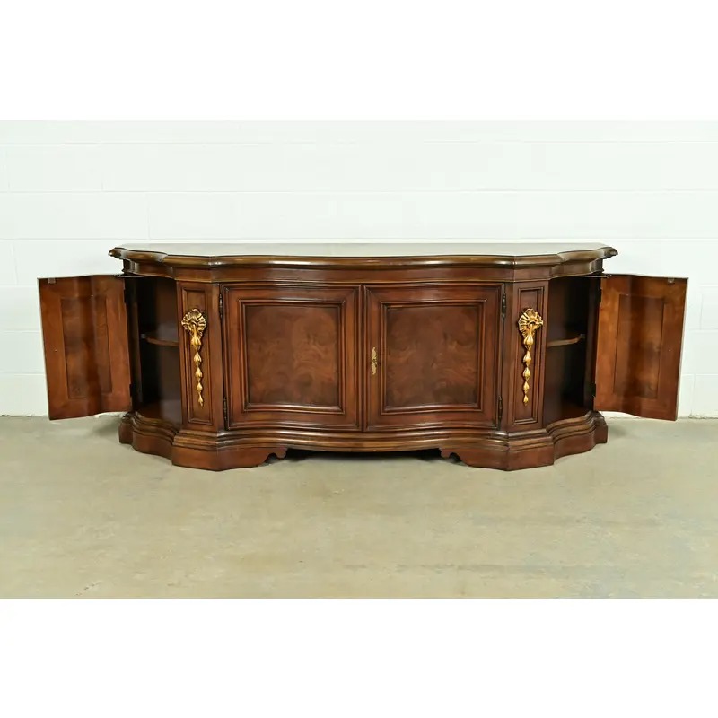 Karges French Regency Louis XVI Burled Walnut Sideboard or Bar Cabinet - Image 4