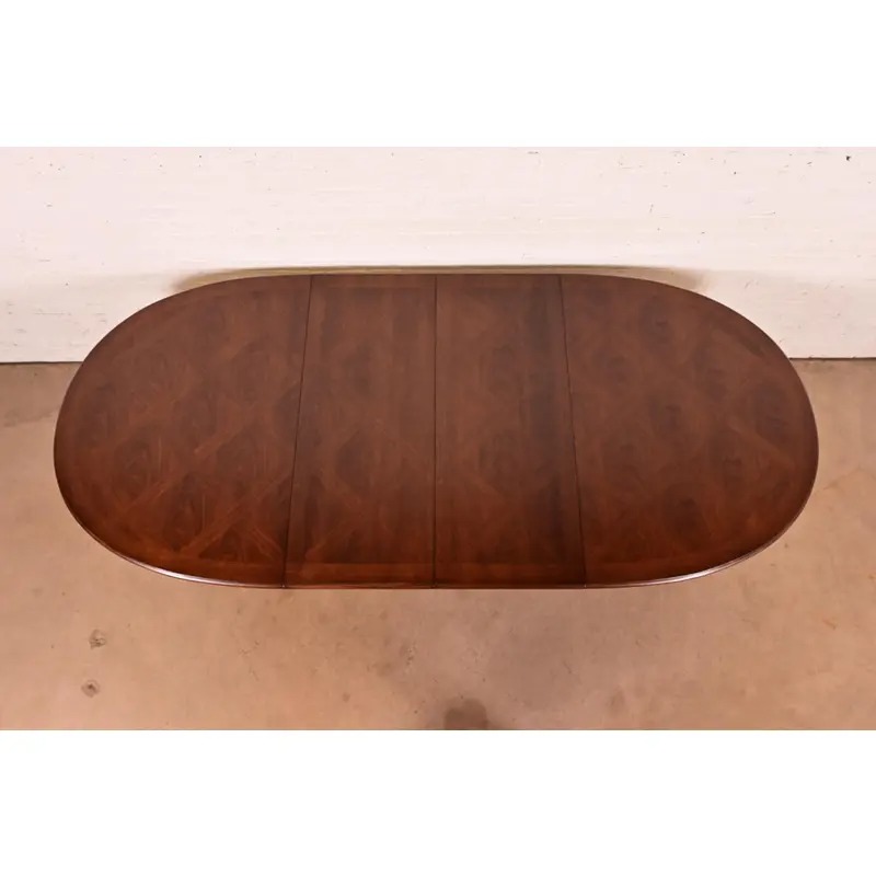 Karges French Regency Louis XVI Carved Walnut Extension Dining Table With Parquet Top, Newly Refinished - Image 5