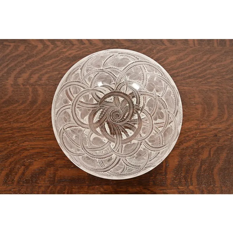 Lalique "Pinsons" Art Deco Frosted Crystal Glass Bowl, Circa 1930s - Image 5