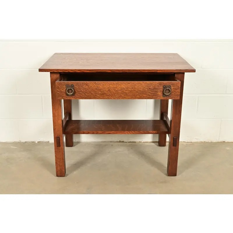 Lifetime Furniture Antique Mission Oak Arts & Crafts Desk or Library Table, Circa 1910 - Image 5