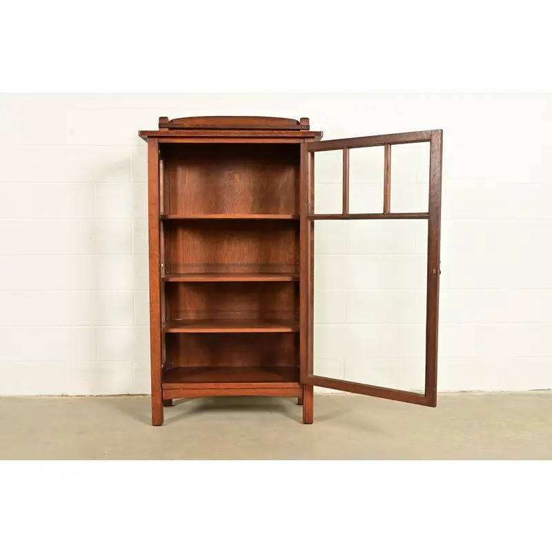 Limbert Antique Mission Oak Arts & Crafts Bookcase or China Cabinet, Circa 1910 - Image 5