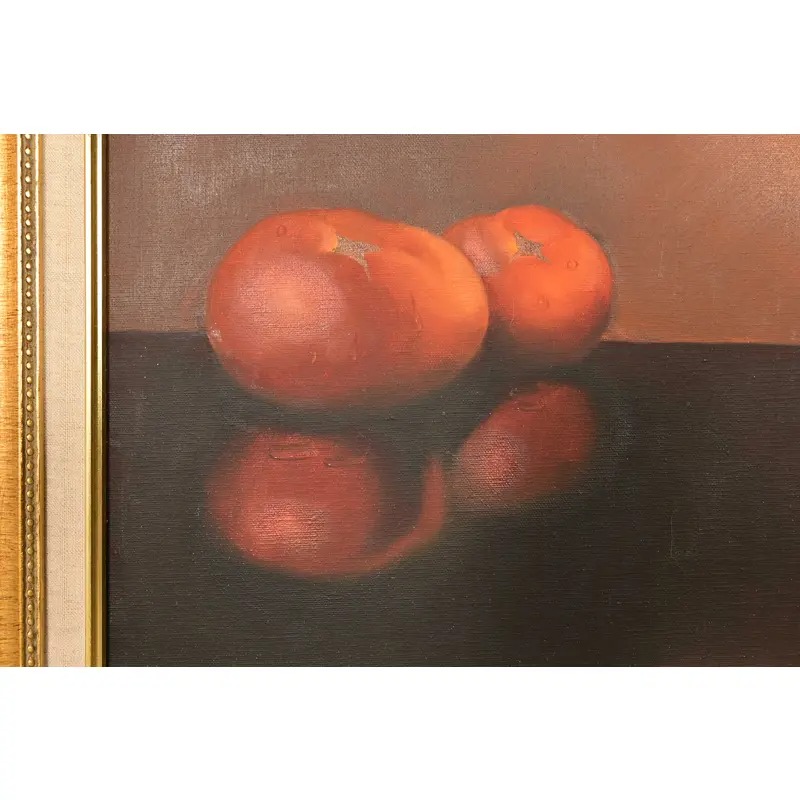 Original Artist Signed Garnelli Still Life Oil Painting on Canvas "Summer Eve Harvest" in Carved Giltwood Frame - Image 5