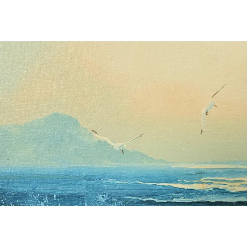 Original Signed A. Kirkham Framed Oil Painting on Canvas of Crashing Waves - Image 5