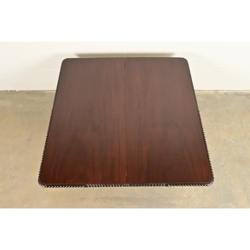 R. J. Horner Antique Victorian Carved Mahogany Split Pedestal Extension Dining Table With Lion Paw Feet, Newly Refinished - Image 5