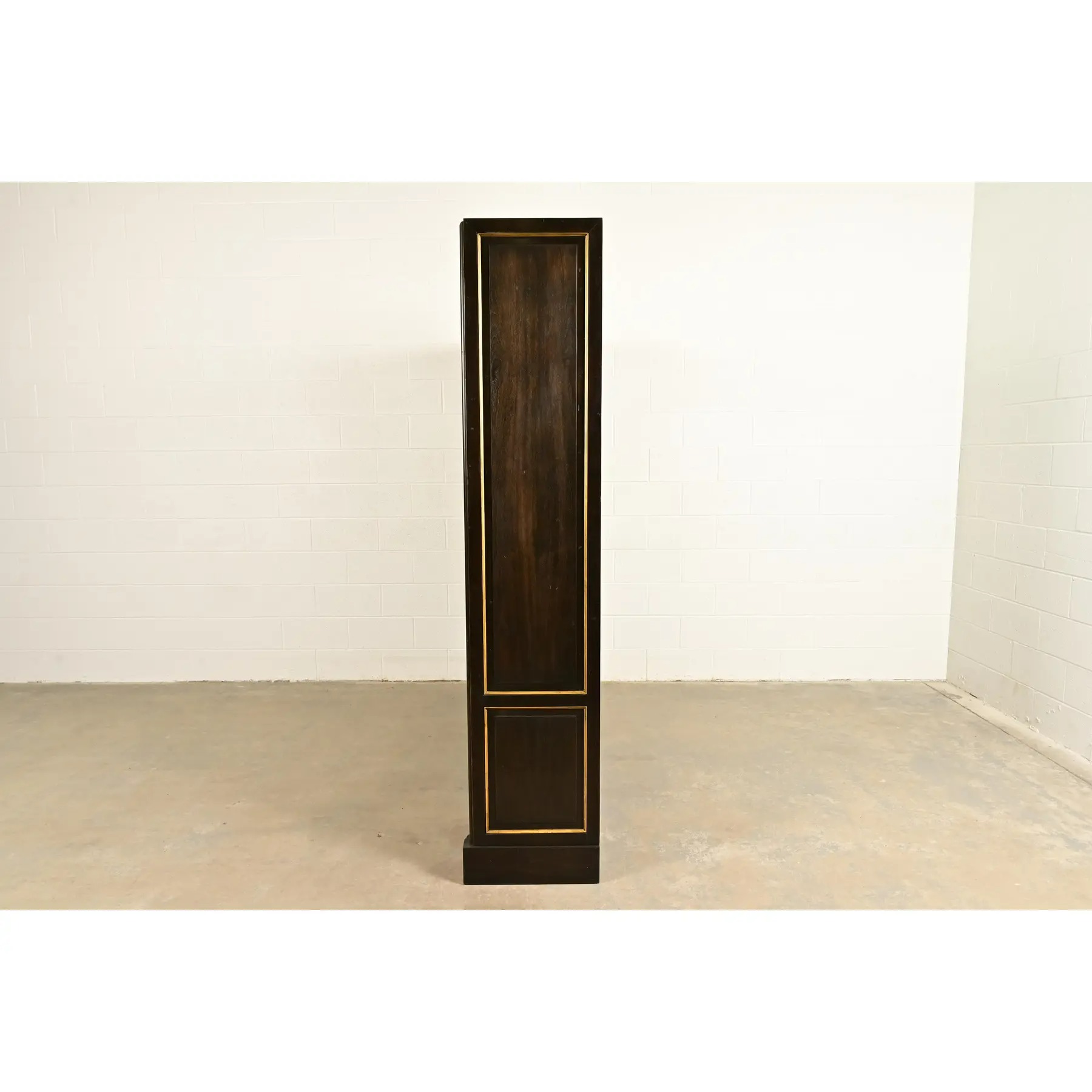 Baker Furniture French Regency Louis XVI Carved Walnut and Parcel Gilt Lighted Breakfront Bookcase Cabinet, Circa 1960s - Image 12