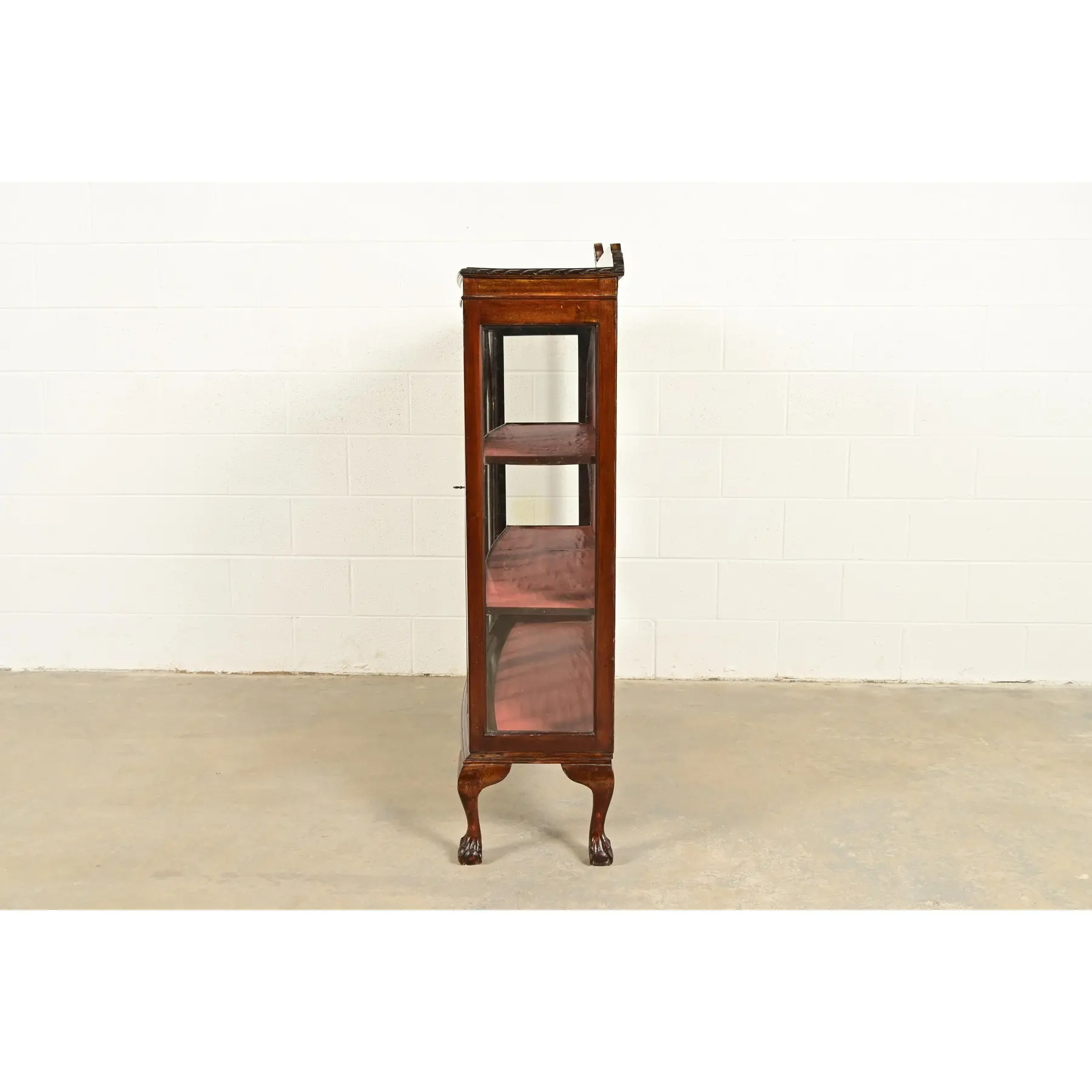 Berkey & Gay Style Antique Chippendale Carved Mahogany Bookcase Cabinet, Circa 1900 - Image 12