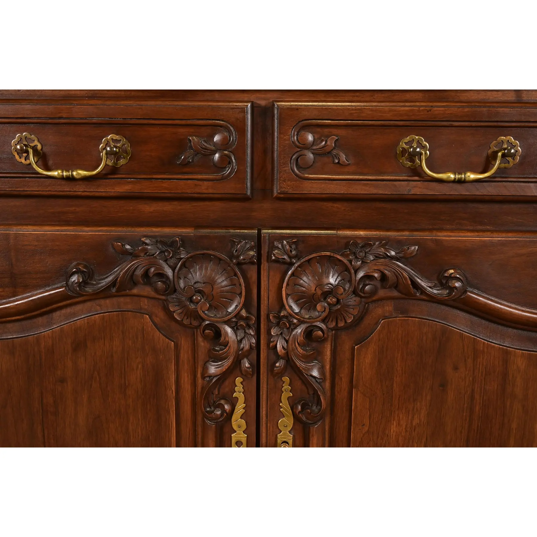 Karges Style French Provincial Louis XV Carved Walnut Sideboard Credenza - Image 7