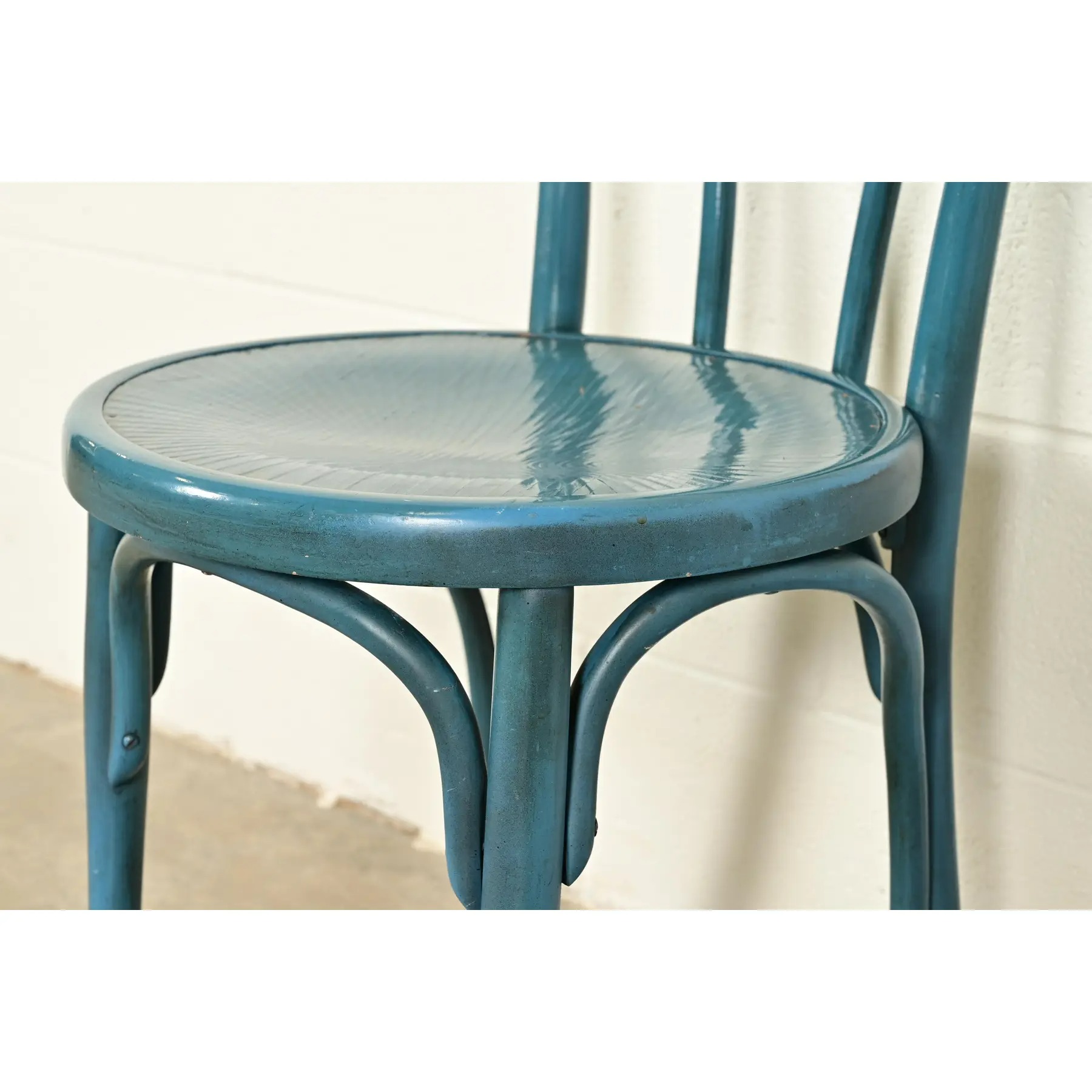 Jacob & Josef Kohn Antique Austrian Teal Lacquered Bentwood Bistro Chairs or Dining Chairs, Pair - Image 9