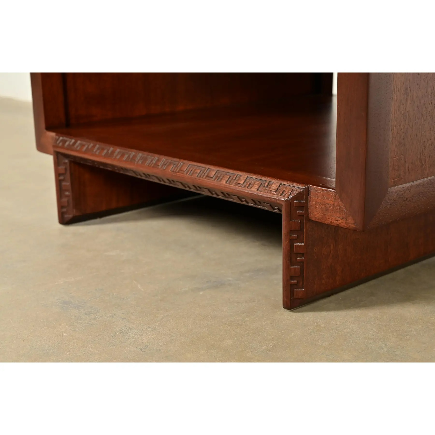 Frank Lloyd Wright for Heritage Henredon Taliesin Mahogany Nightstand or Side Table, Newly Refinished - Image 11