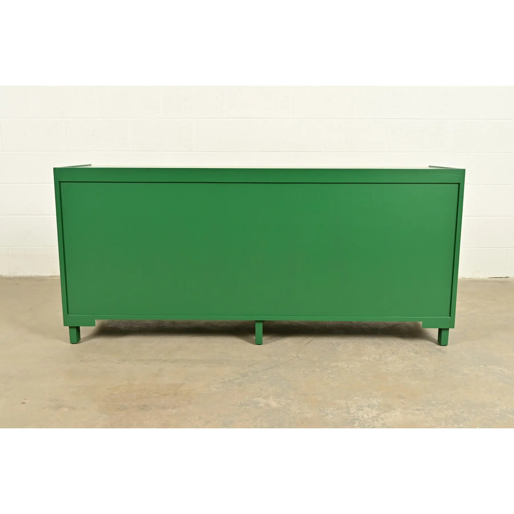 Michael Taylor for Baker Furniture Mid-Century Hollywood Regency Green Lacquered Campaign Dresser, Newly Refinished - Image 14