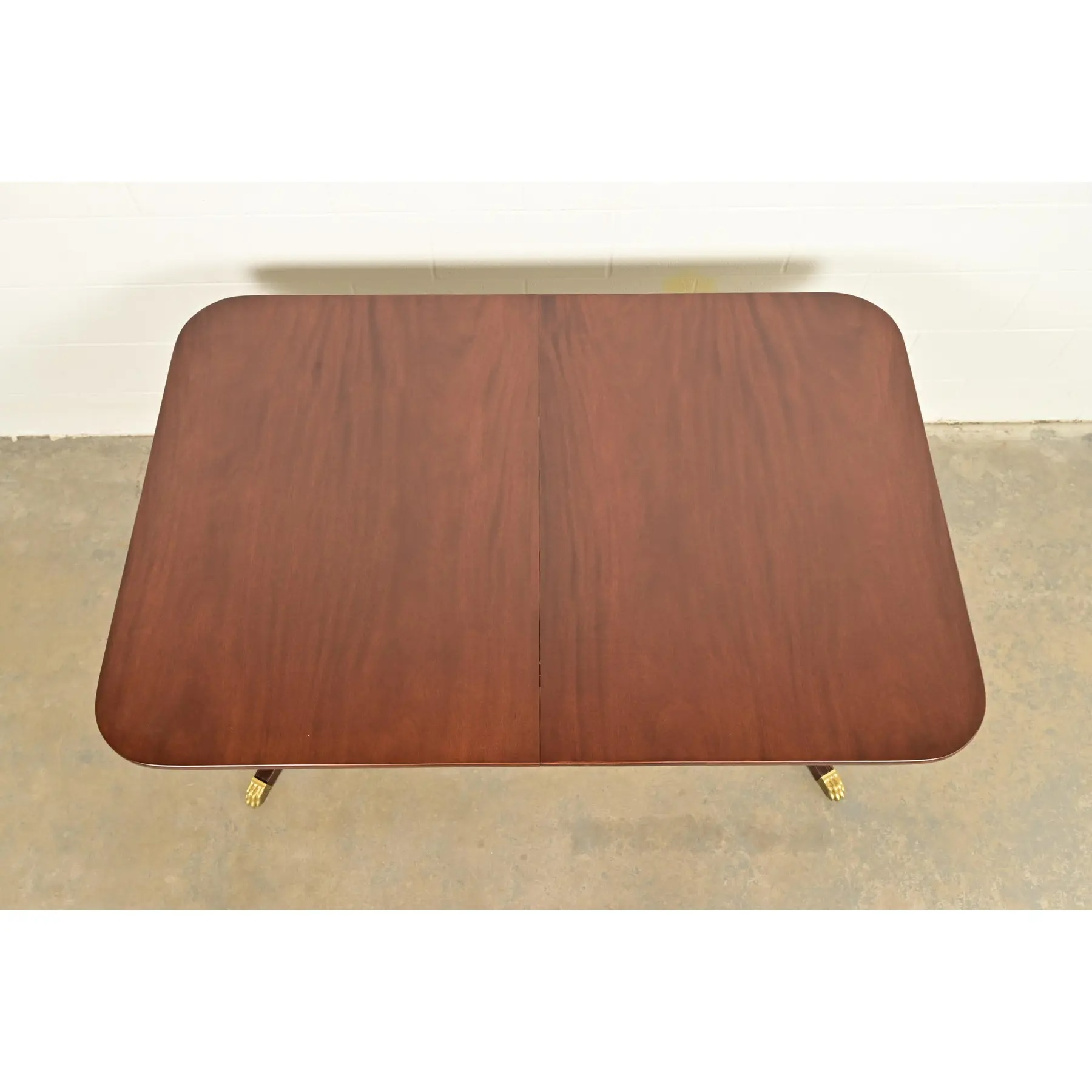 Baker Furniture Style Georgian Mahogany Double Pedestal Extension Dining Table, Newly Refinished - Image 7