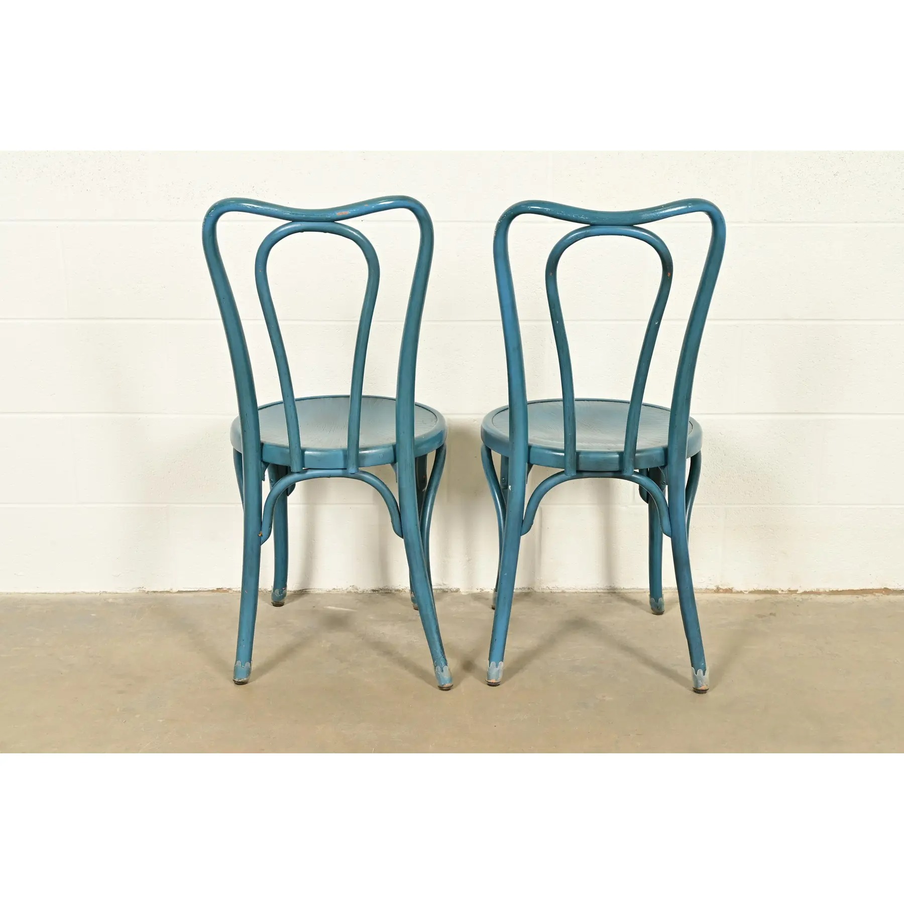Jacob & Josef Kohn Antique Austrian Teal Lacquered Bentwood Bistro Chairs or Dining Chairs, Pair - Image 12