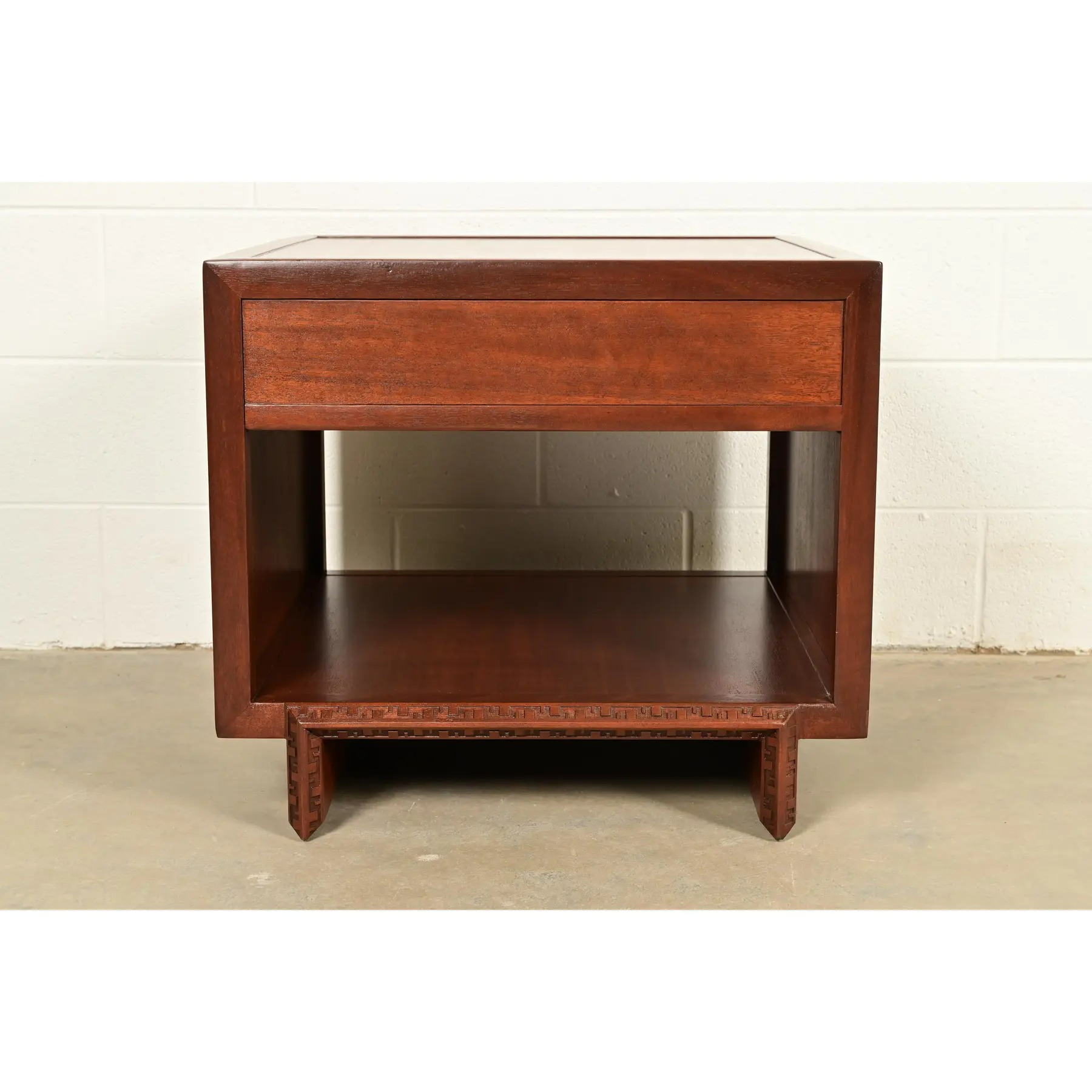 Frank Lloyd Wright for Heritage Henredon Taliesin Mahogany Nightstand or Side Table, Newly Refinished - Image 14