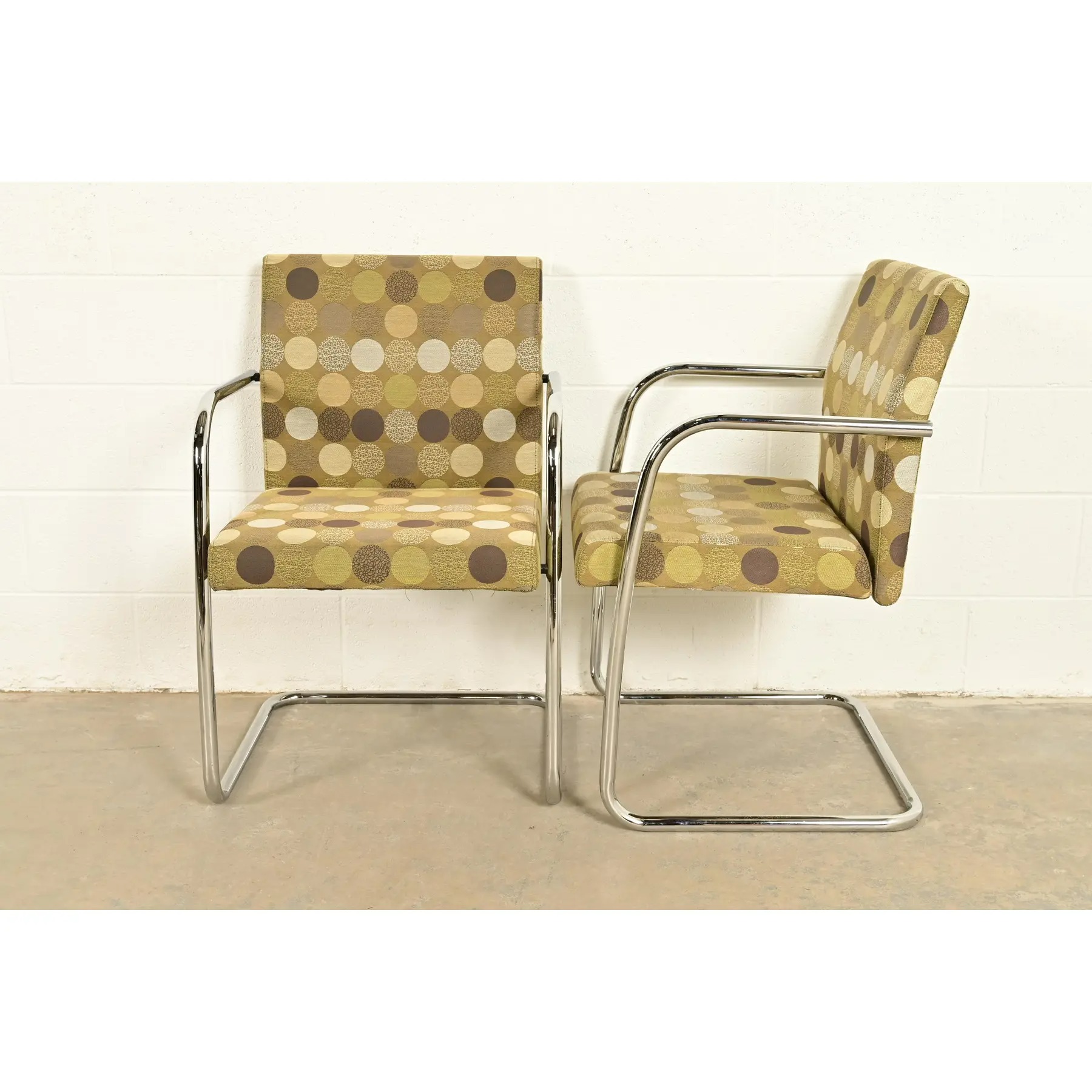 Mies Van Der Rohe Brno Style Mid-Century Modern Chrome Tubular Cantilever Club Chairs, Set of Twelve - Image 14