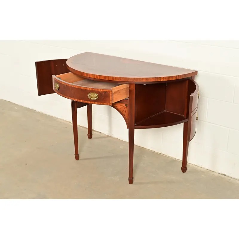 Baker Furniture Federal Inlaid Mahogany Demilune Sideboard Credenza - Image 6