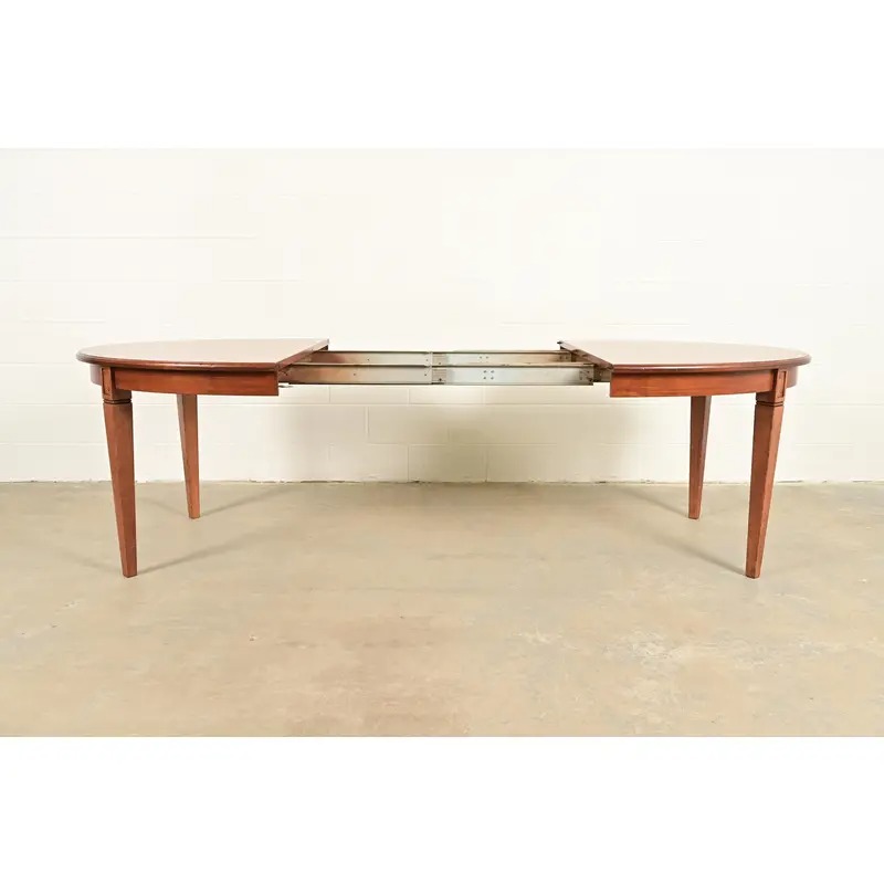 Baker Furniture Style French Regency Louis XVI Carved Walnut Extension Dining Table, Newly Refinished - Image 6